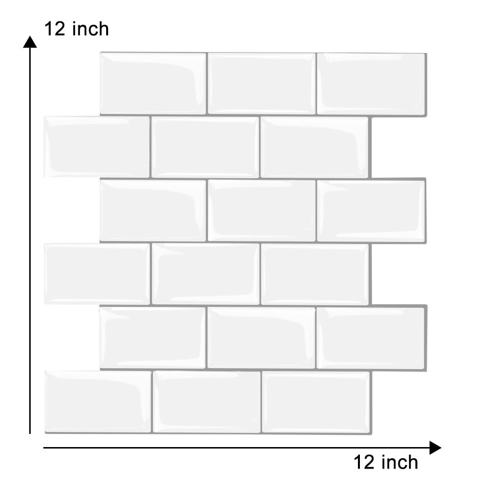 Large Size 12*12 Inch White Subway Wall Sticker For Kitchen Backsplashes Subway Tiles Peel and Stick Wall Tile Mosaic Wall Stick