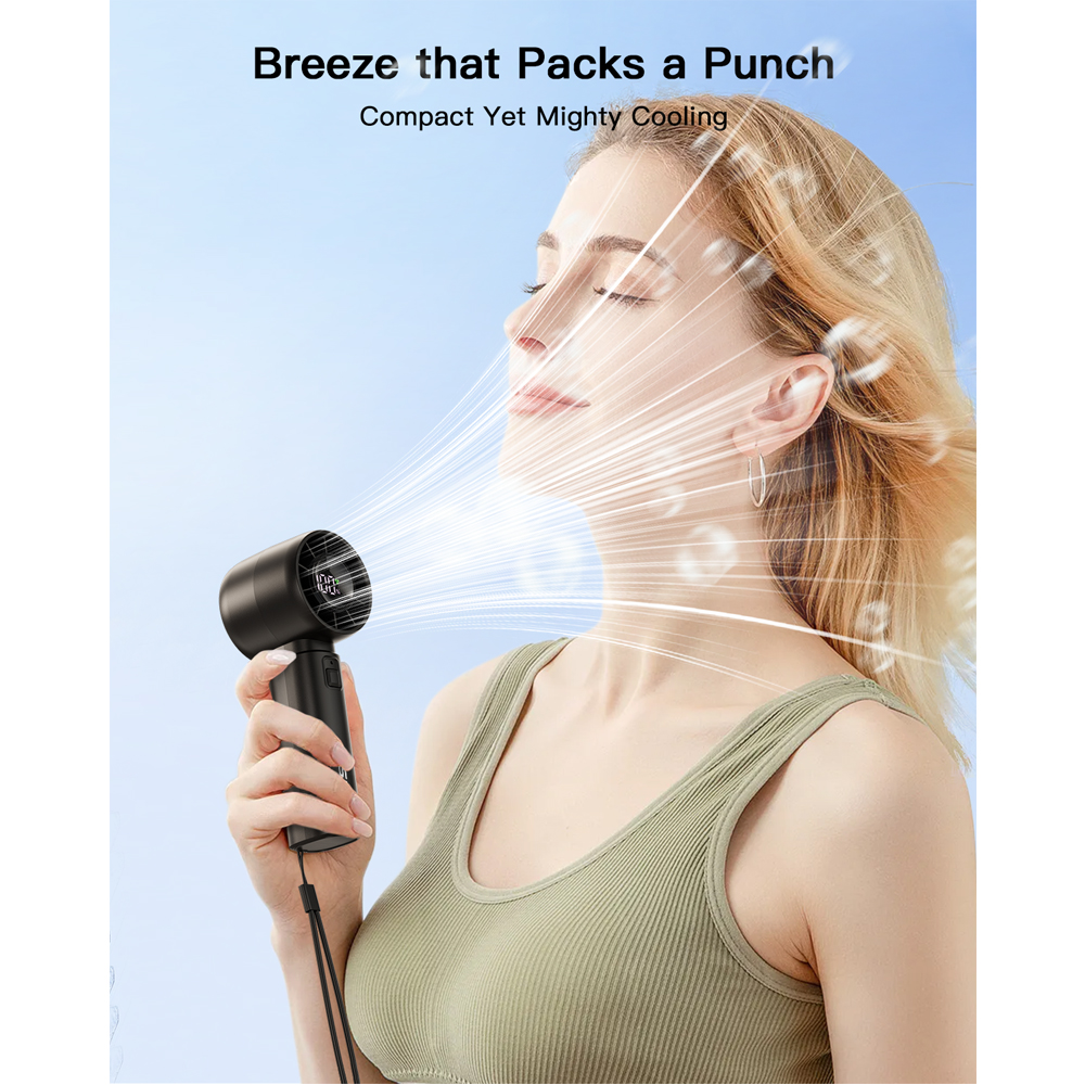 Mini ventilador de mano coldSky, ventilador recargable portátil con batería de 4000mAh con pantalla LED, ventilador Turbo de 5 velocidades para viajes en la playa y vacaciones