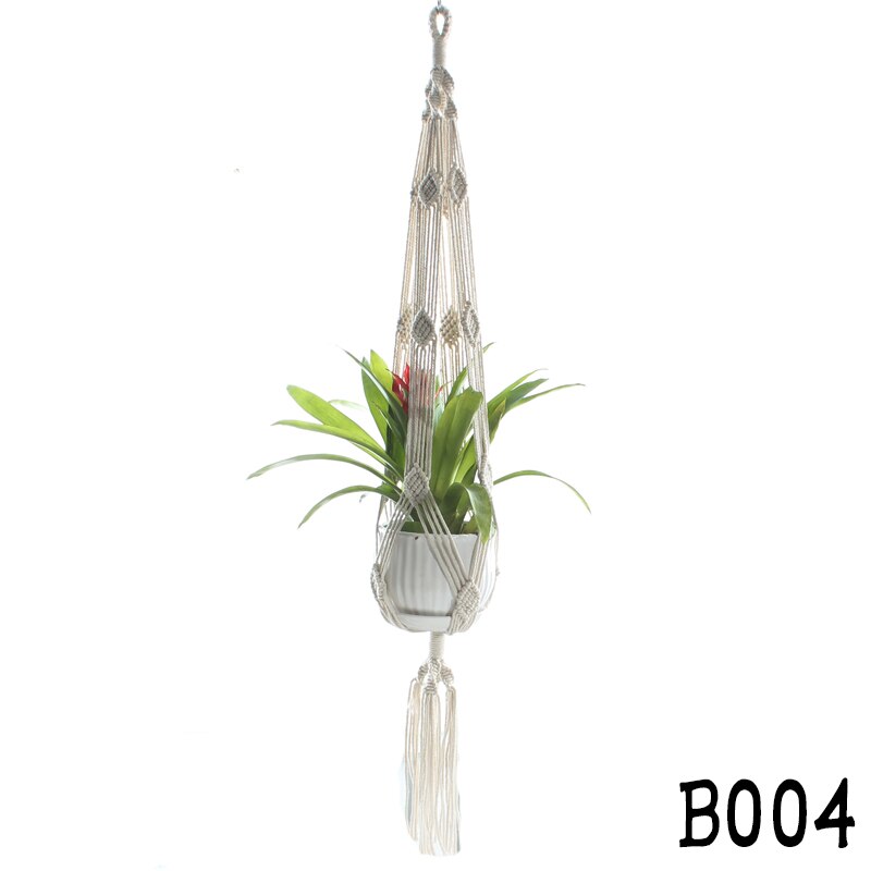 Macrame plantebøjler håndlavet indendørs udendørs hængende planter kurv bomuldstov med perler ingen kvaster kurv bomuldstov