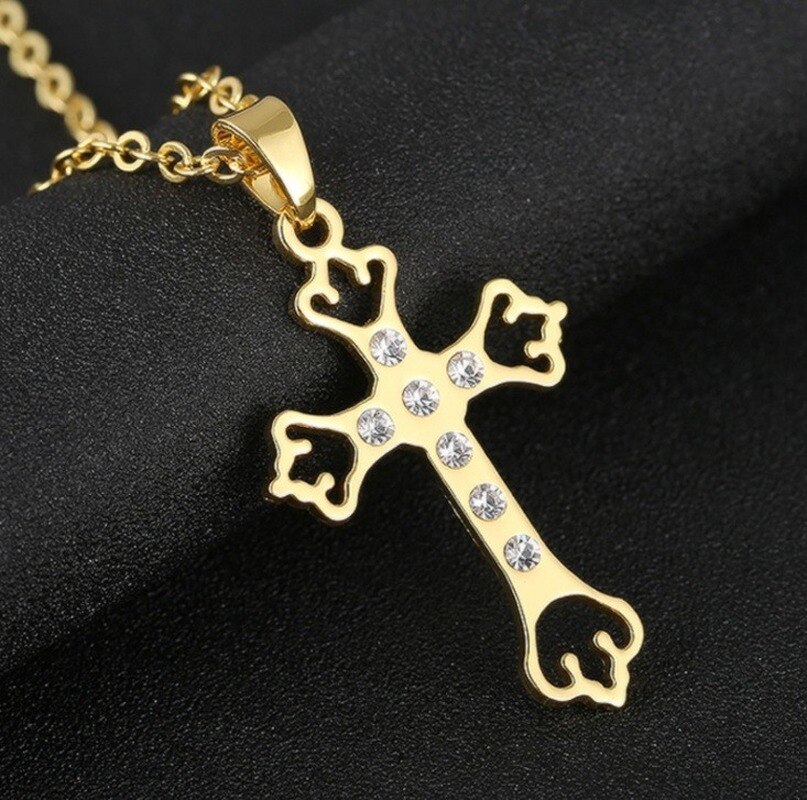 Colgante de lujo con cruz grande para mujer y hombre, colgante de boda de circonia cúbica 5A con Collar, joyería: A20961-Silver
