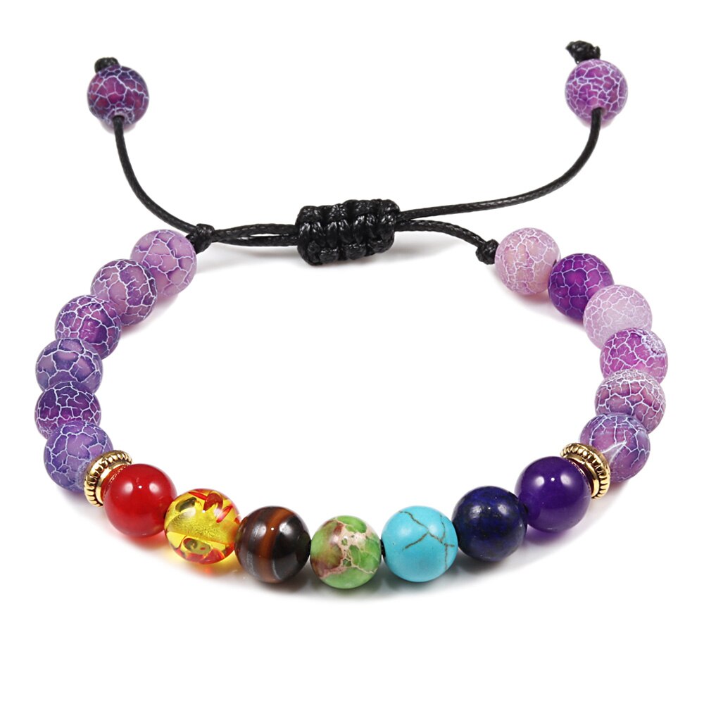 Mannen Vrouwen 7 Chakra Kralen Armbanden Armbanden Healing Tijgeroog Steen Chakra Gebed Charme Boeddha Armband Verstelbare Sieraden: Rose Goud Kleur