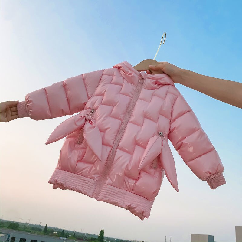 Abrigos de invierno para niñas, chaqueta de Color caramelo, Parkas cálidas para niños, chaqueta con capucha, prendas de vestir para niños pequeños, ropa a prueba de viento