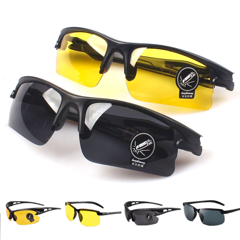 Gafas de visión nocturna para hombre y mujer, lentes de ciclismo al aire libre, montura negra, gafas de noche para Conductor, gafas de , color amarillo