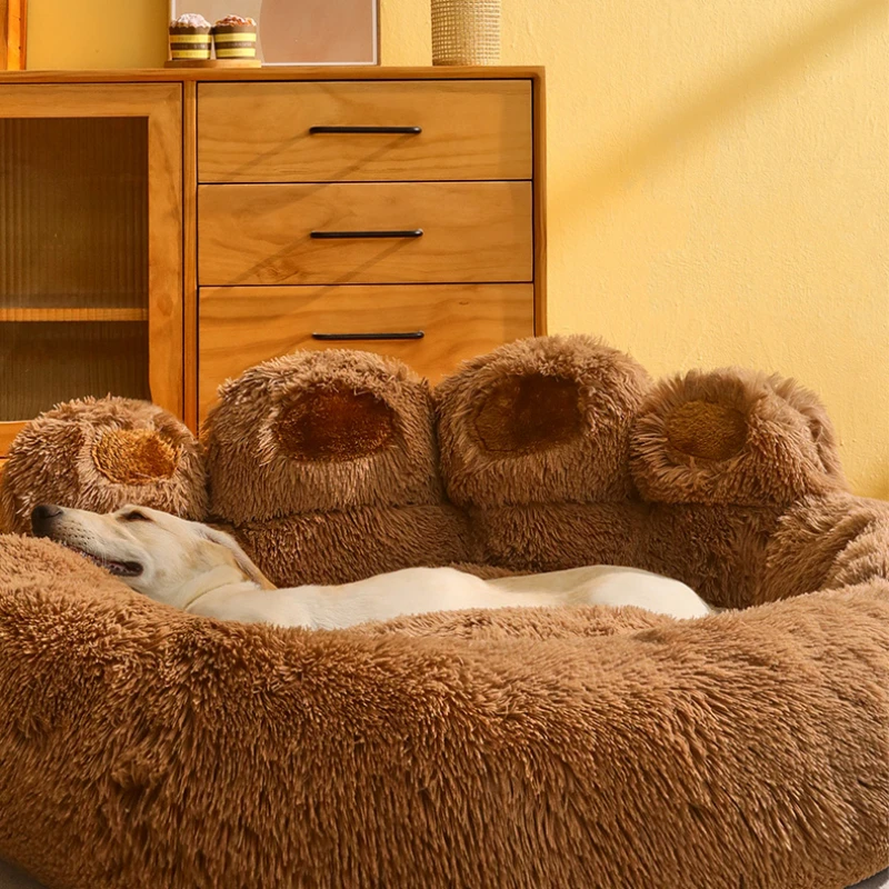 Polymères de chenil en peluche pour chiens, coussin de couchage pour grands chiens, coussin de caisse pour un sommeil profond, fournitures pour animaux de compagnie, accent d'hiver