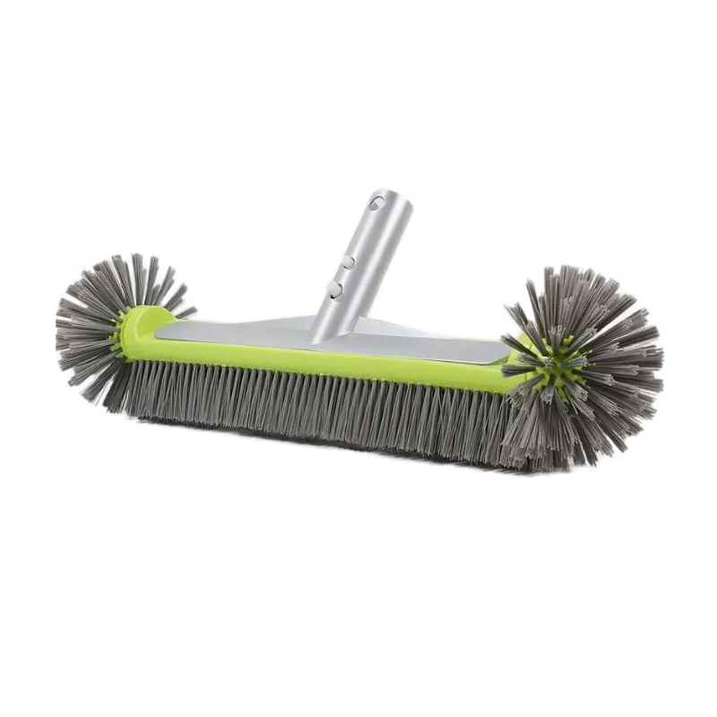 17.5" Heavy Duty Aluminum Pool Brush Head With 7 Rows Nylon Bristles For Pool Wall Steps Corner Cleaning