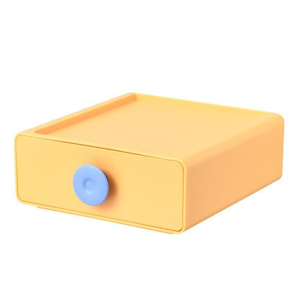 Stackable Storage Drawer Small Desktop Storage Containers with Drawers Plastic Organizer Box for Office Supplies Makeups Jewelry: Yellow