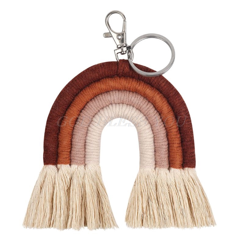Vævning regnbue nøgleringe til kvinder boho håndlavet nøgleholder nøglering macrame taske charme bil hængende smykker: Tast 51