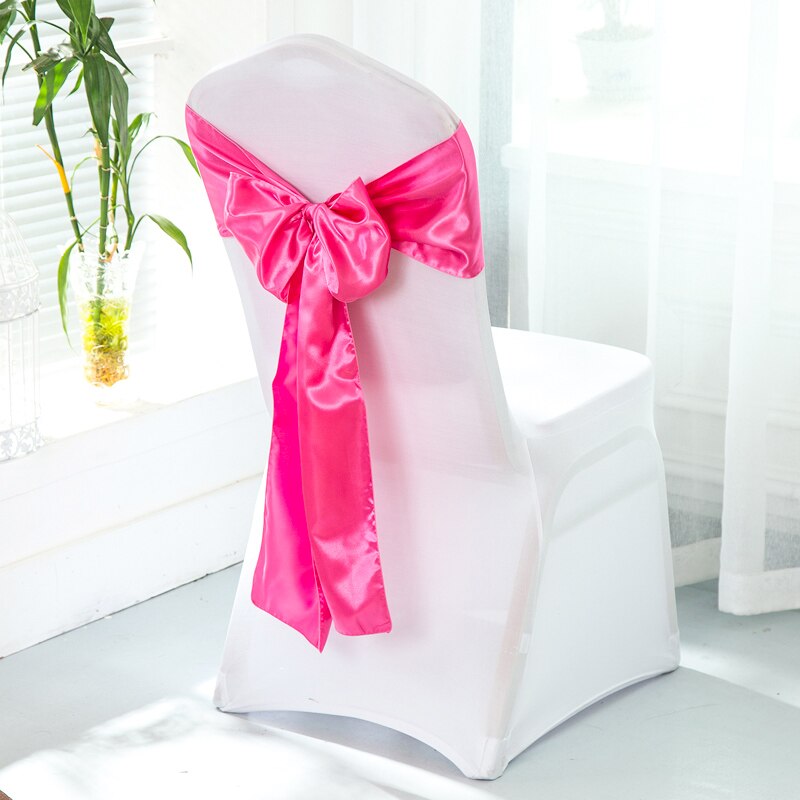 Bruiloft Stoel Sjerpen Bruiloft Stoel Bow Satin Stoel Sjerpen Lint Partij Stoel Band Decoratie Mariage: hot pink