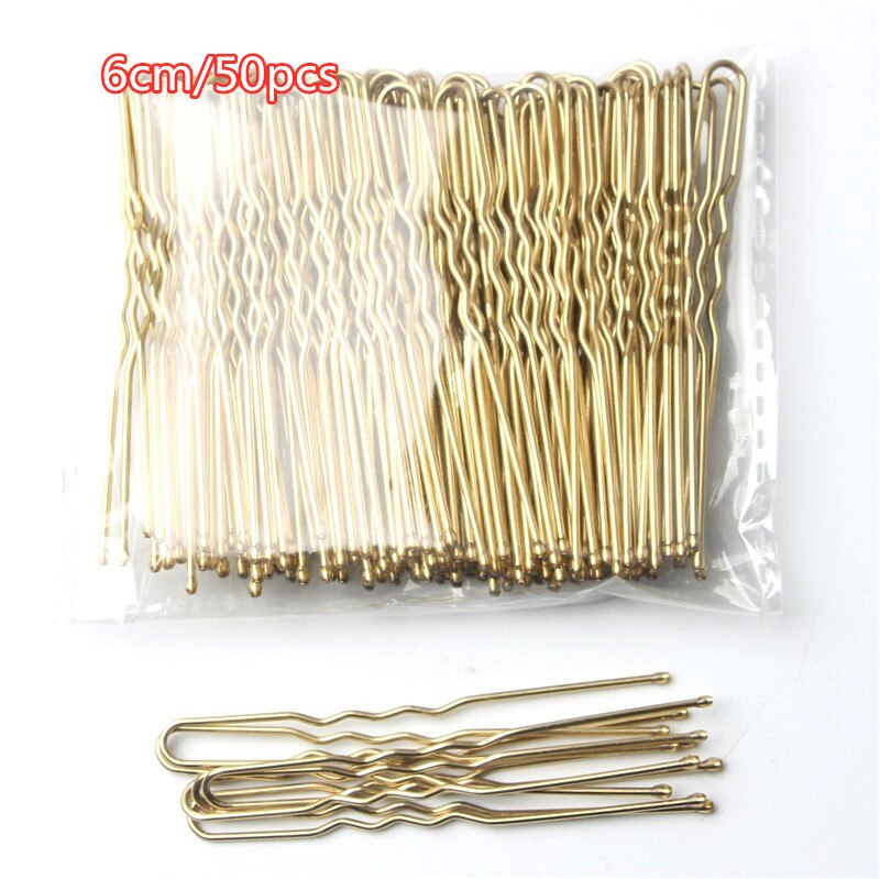 Horquilla básica de Metal chapada en oro y marrón en forma de U, horquilla Invisible para estilismo del cabello, accesorios para el cabello de salón, agarre seguro para el cabello: Plata