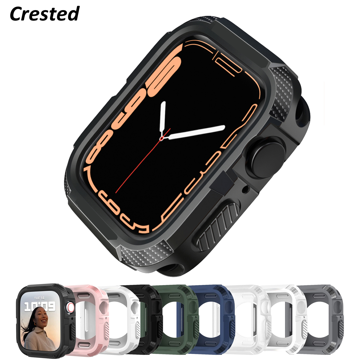 Wytrzymałe etui na Apple Watch Case 44mm 40mm 45mm 41mm 9 8 se 6 3 iWatch Accessorie TPU Screen Protector Apple watch serie 7 case