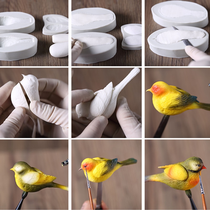3D vogel silikon bilden DIY weiche Süssigkeit kuchen bilden seife kerze harz handgemachte accessoires bilden dekoration werkzeug