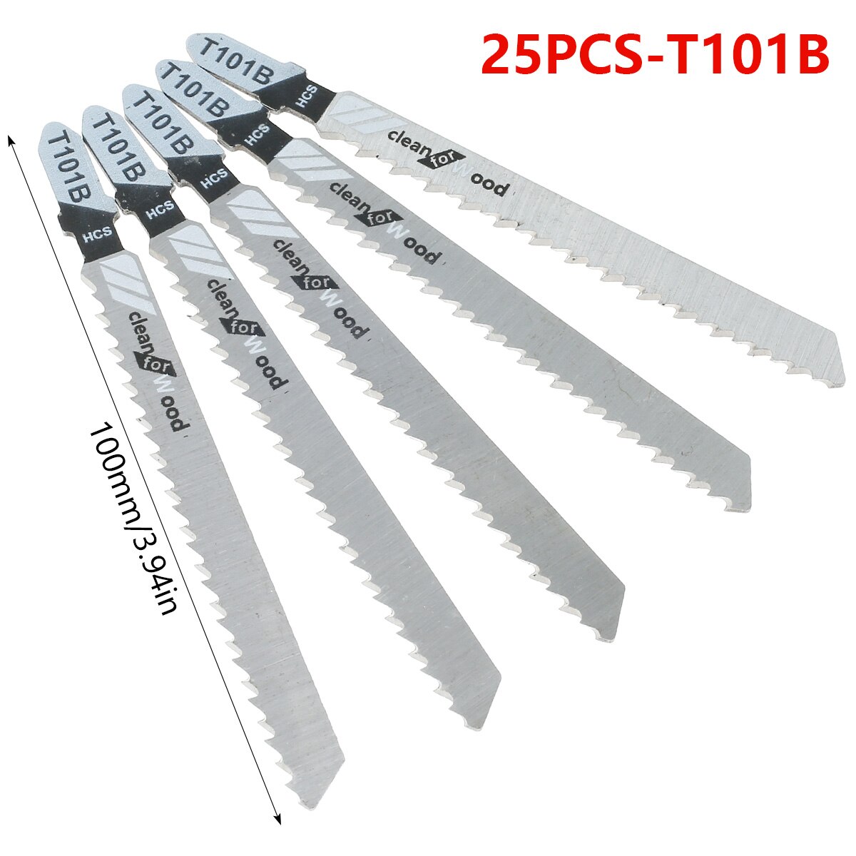 25 Stuks Jig Zaagblad Set Hcs Zaagbladen T-Schacht Snelle Cut Down Jigsaw Blade Jig Saw Cutter accessoires T101AO /T101B /T111C/T101BR: 25PCS T101B 100mm