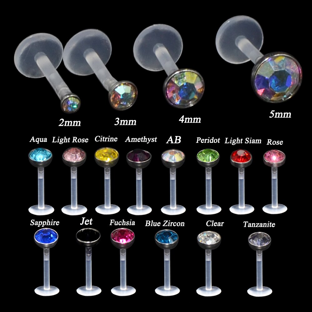 Lot de 14 pièces Bioplast Flexible Labret goujon lèvre Piercing anneau 16g oreille Cartilage Tragus hélice Piercing filles bijoux
