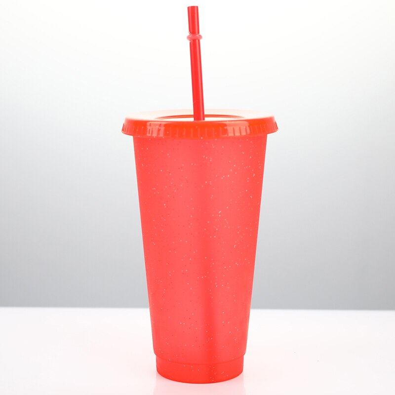 Water Cup Sequined Glitter Straw Cup Plastic Multi-Specification Straw Coffee Mug Comfortable Straw Personality: RD