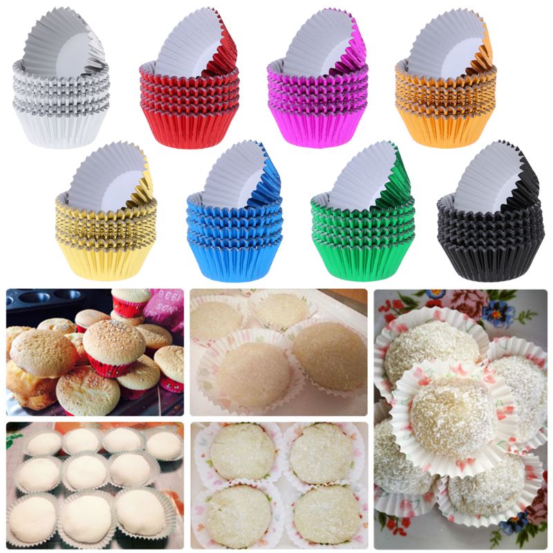 100 Stuks Paper Cupcake Cup Aluminiumfolie Muffin Baking Cups Liners Cupcakes Case