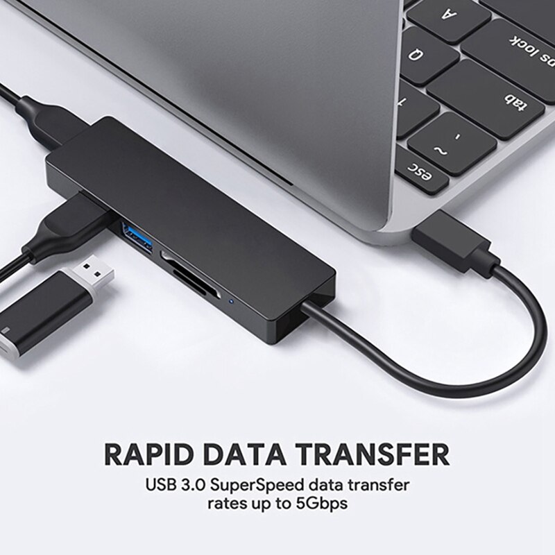 USB C HUB Docking Station Hub 5-In-1 Card Reader USB3.0 Is Suitable for All USB C Devices, PC/Tablet/Mobile Phone