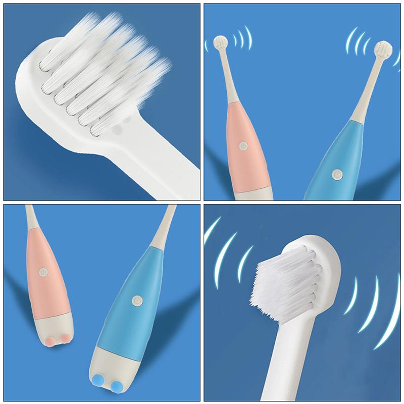 1pc Kinder Elektrische Zahnbürste Mit Zahnbürste Kopf Entzückende Kinder Zähne Pinsel Reinigung Pinsel Blau Farbe