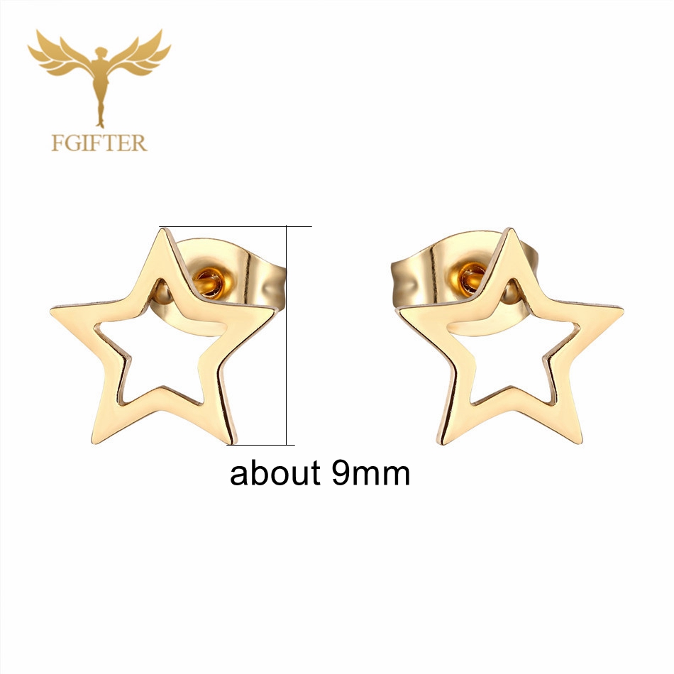 12 pares de pendientes de estrella para mujer y hombre, joyería para Piercing en la oreja, conjunto de pendientes de tuerca de acero inoxidable, , de de reventa: Color amarillo claro