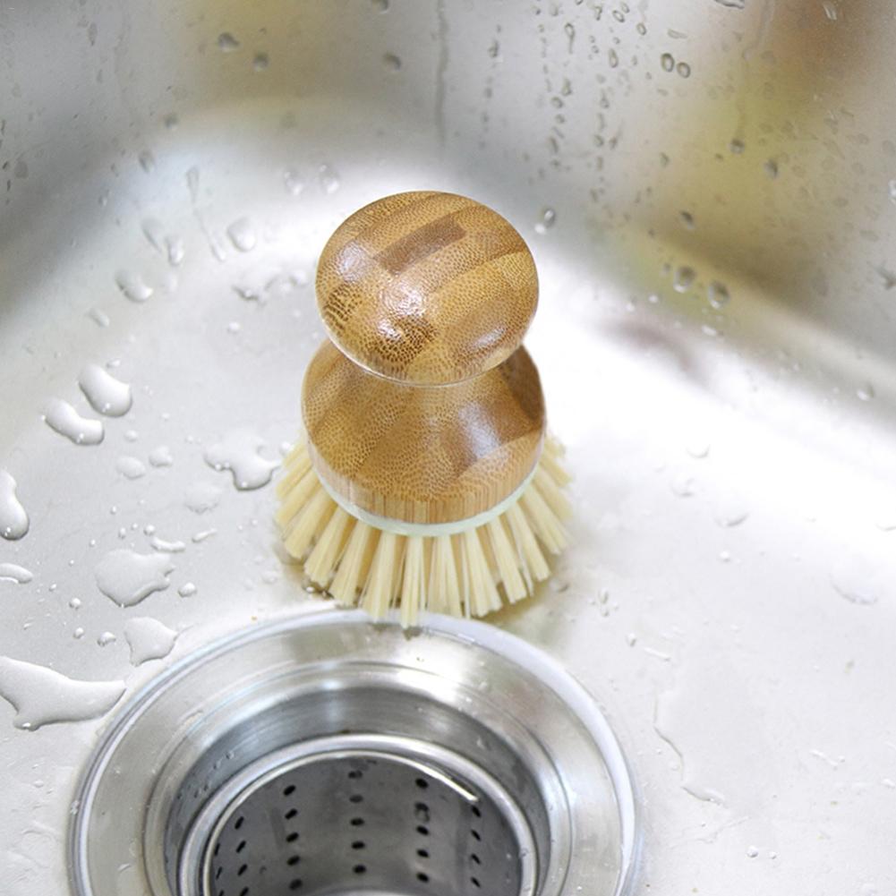 Cleaning Brush Pot Dish Bowl Brush Kitchen Cleaning Brush With Natural Bamboo Handle