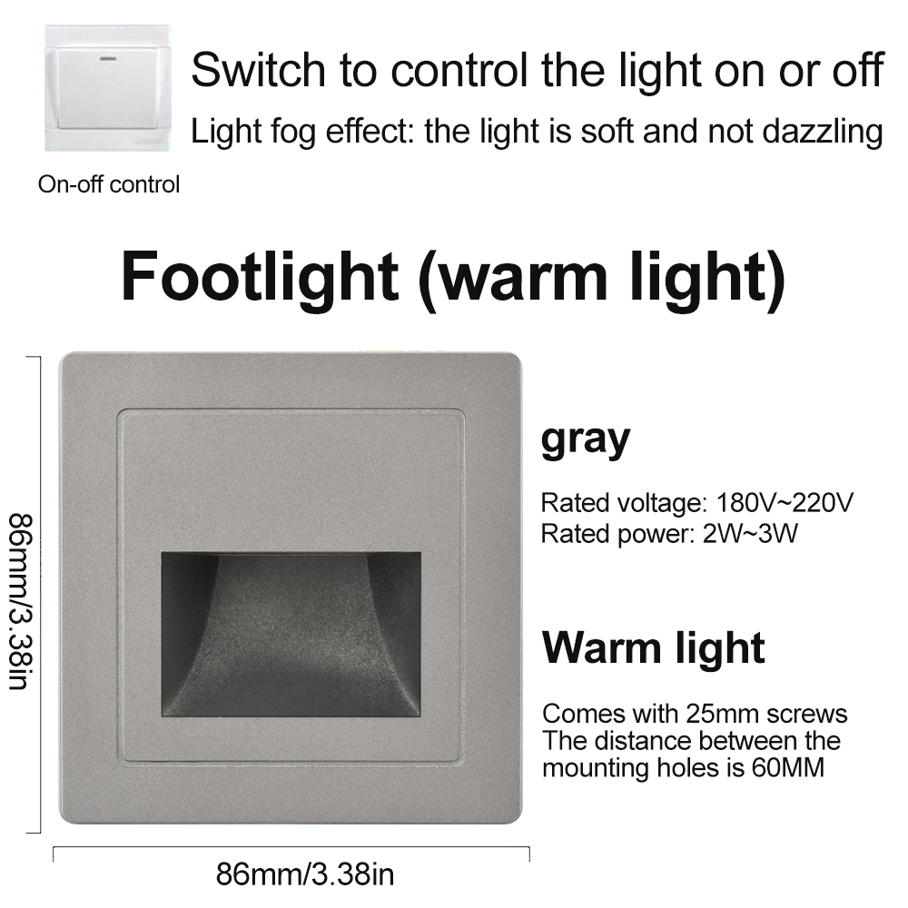 AC180-220V Ingelegde 86 Vloer Licht Schakelaar Bediening Led Wandlamp Inbouw Lamp Voor Gang Trap Trap Nachtlampje Trap: Bundle5