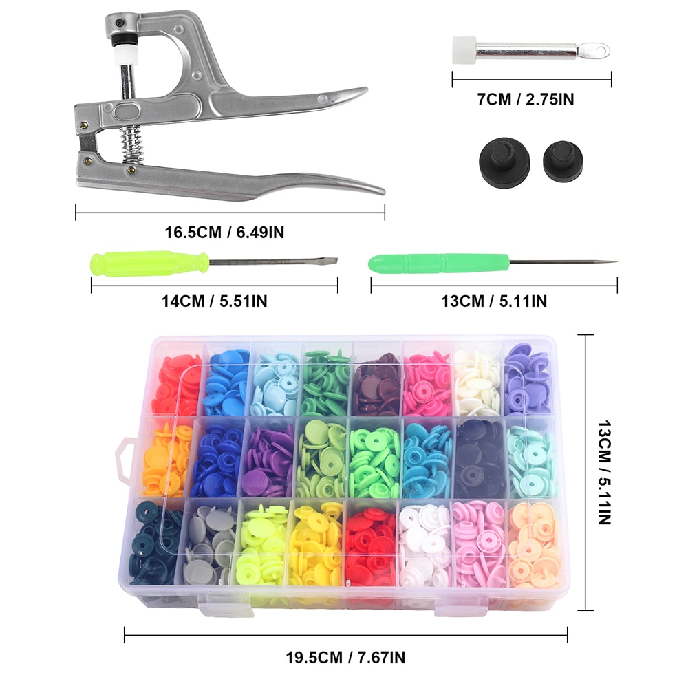 360 Sets T5 Plastic Snap Button with Snaps Pliers Tool Kit &amp; Organizer Containers,Plastic Pressure Seam Snap, Button Press Studs