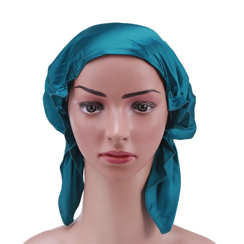 Mulberry Silk Night Sleeping Cap Long Hair Bonnet Smooth Soft Hat for Women Girls(Black/Blue/Pink)