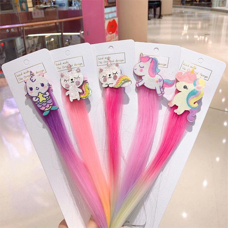 1pc meisjes regenboog wolk eenhoorn pruik haarspeldjes voor meisjes haar houder kinder haarspeldjes haarelastiekjes meisjes haaraccessoires