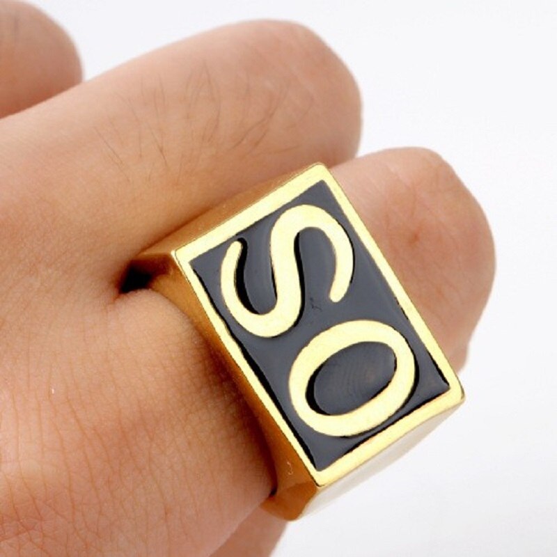 Dus Mannen Gothic Biker Ring Signet 316L Rvs Golden Tone Mannen Sieraden