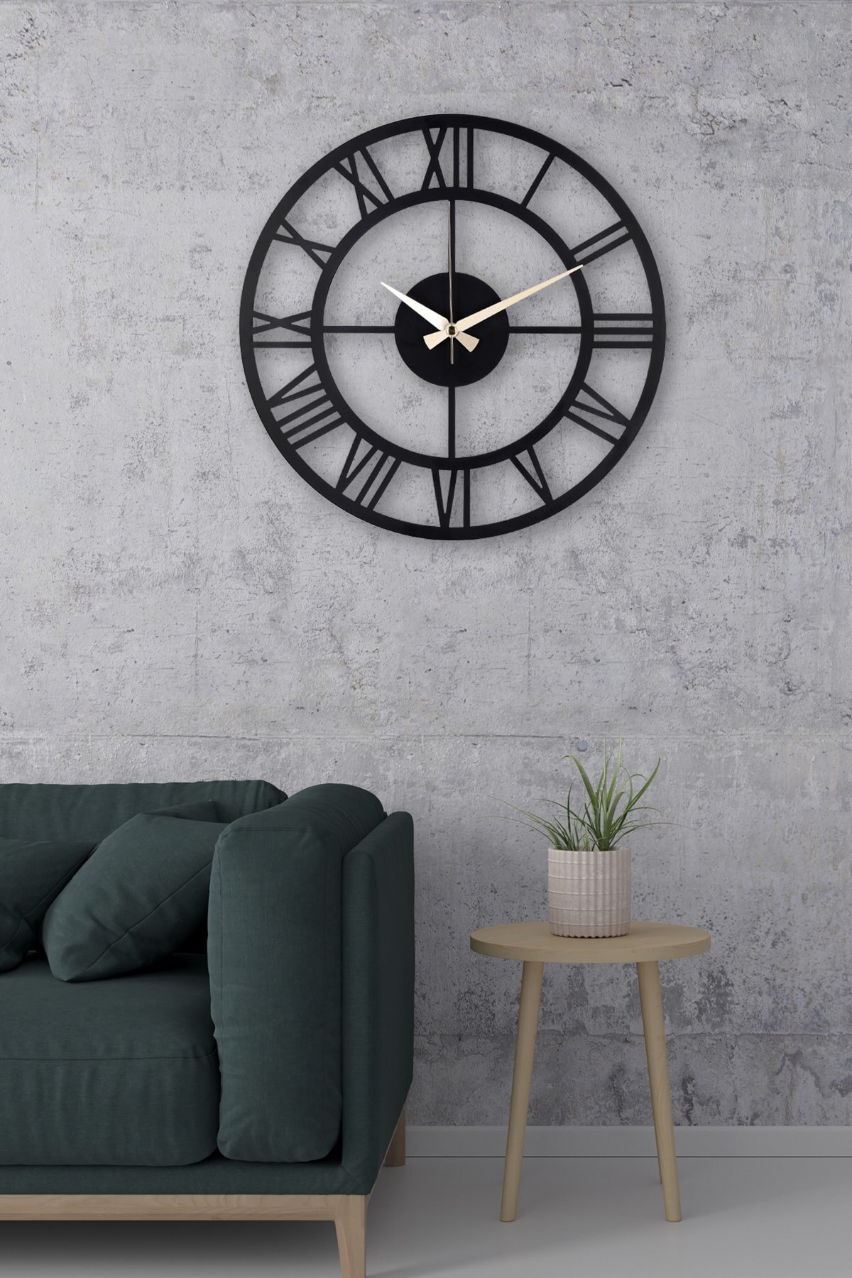 Roman Black Metal Black Wall Clock 41x41 cm