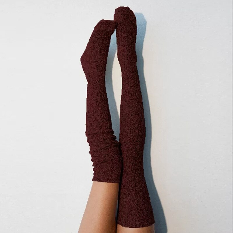 Calcetines de punto por encima de la rodilla para mujer, medias largas hasta el muslo, cálidas, a la , Otoño e Invierno