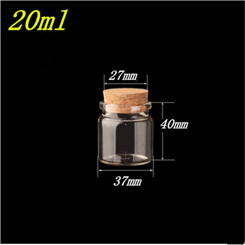 20ml glasburkar flaskor med kork 37*40*27mm 12 st/lot för bröllopsdekoration jul