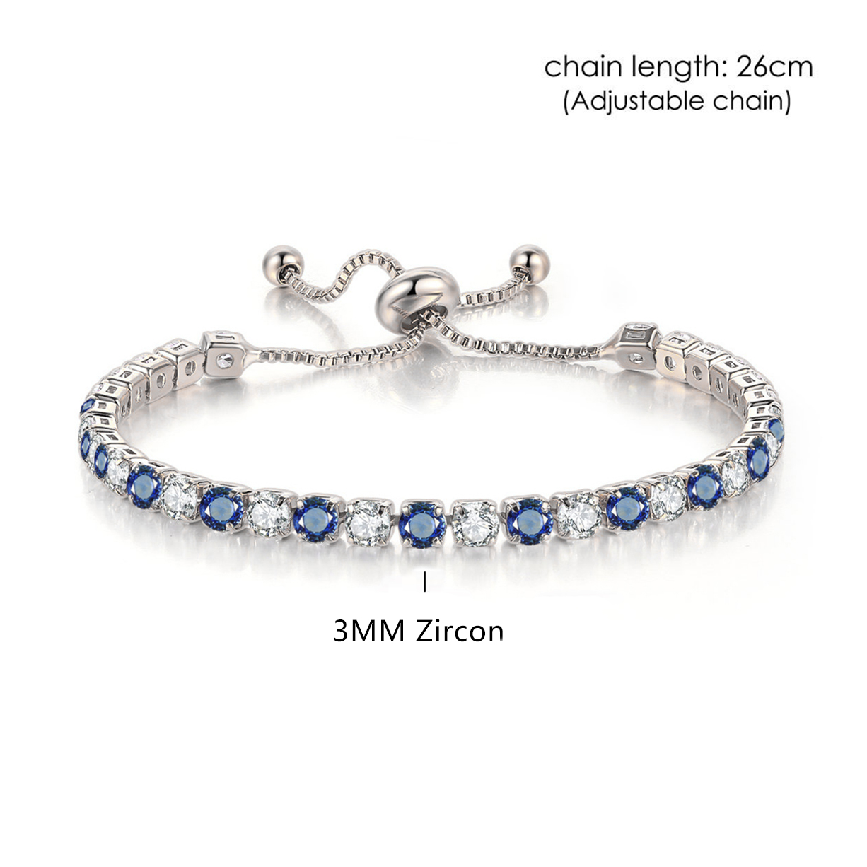 Tennis Bracelets For Women Simple Blue Round 3*3mm Zircon Rose Gold Color Girl's Bracelet Jewerlly Korean H055: Green Dragonly