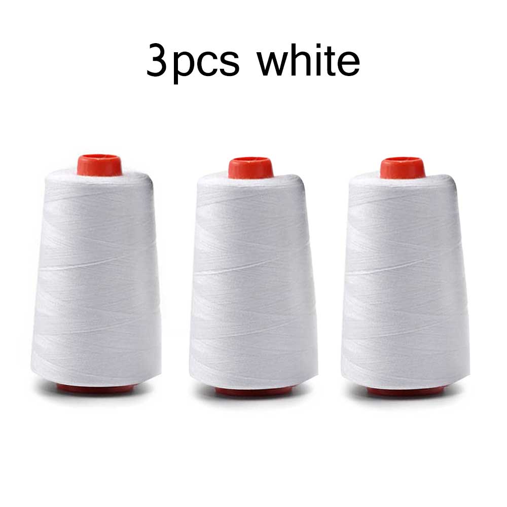 INNE 3000 Yards Length Sewing Overlock Thread 40S/2 Threads Polyester White Spool Sew Accessories Parts: 3pcs white