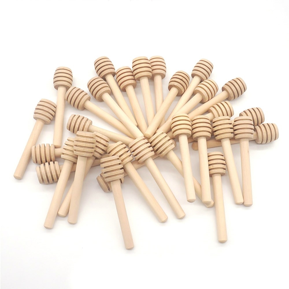 Bâton de mélange de miel en bois, manche Long 8cm, pratique, pot cuillère fournitures pour café lait thé outil de cuisine, 100 pièces/lot