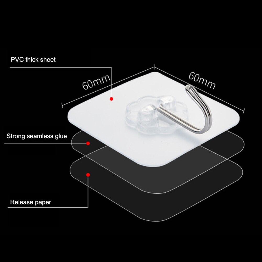 Crochets muraux de plafond, 8 pièces, accessoires ménagers, ventouse transparente, salle de bain, cuisine, multi-usage