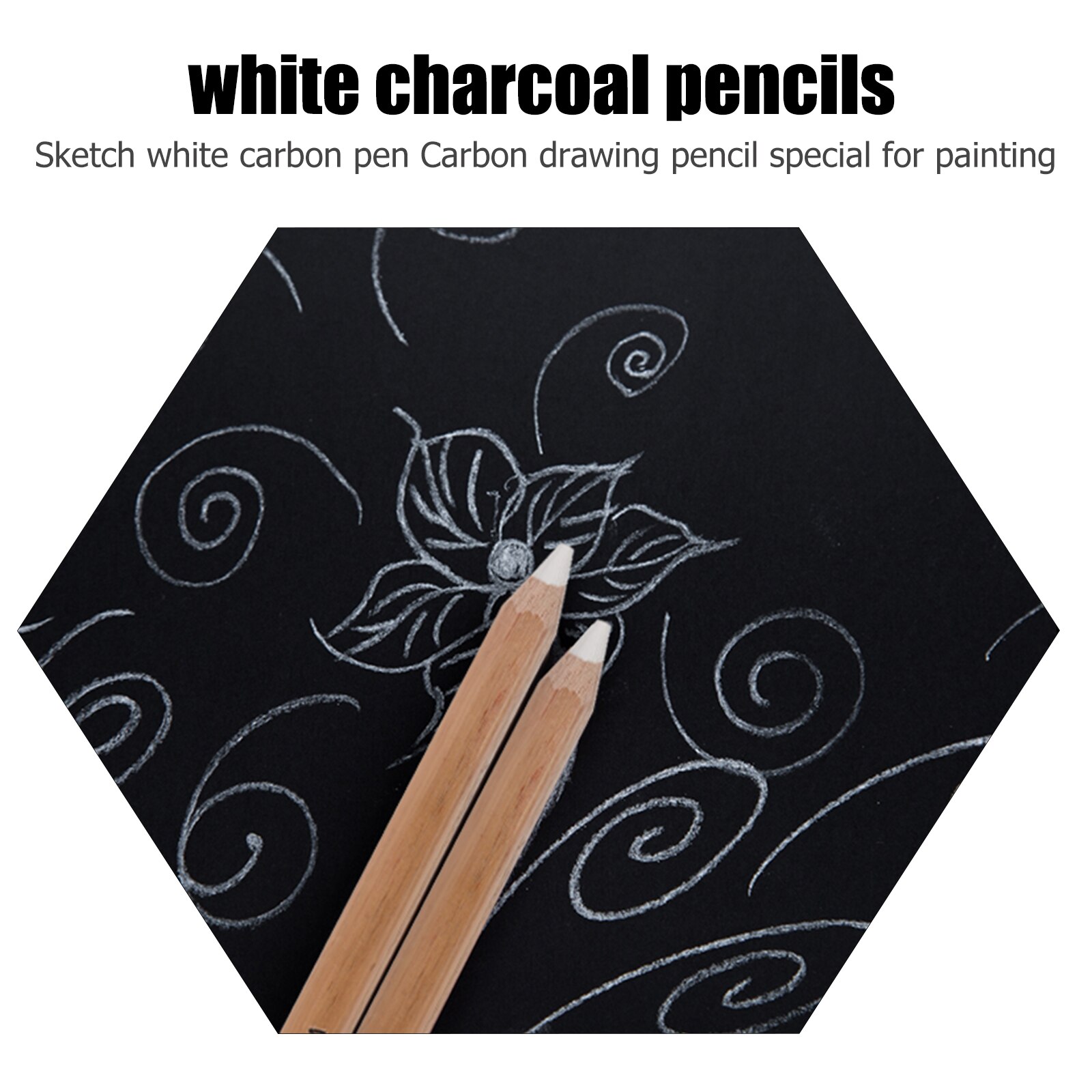 2Pcs White Charcoal Pencils Smooth Sketch White Charcoal Painting Charcoal for Class School Home