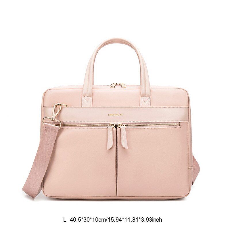 OYIXINGER Women&#39;s Briefcase Business Tote Messenger Bags For Female A4 Document Storage 13 14 15 Inch Laptop Bag For Macbook Hp: Pink l