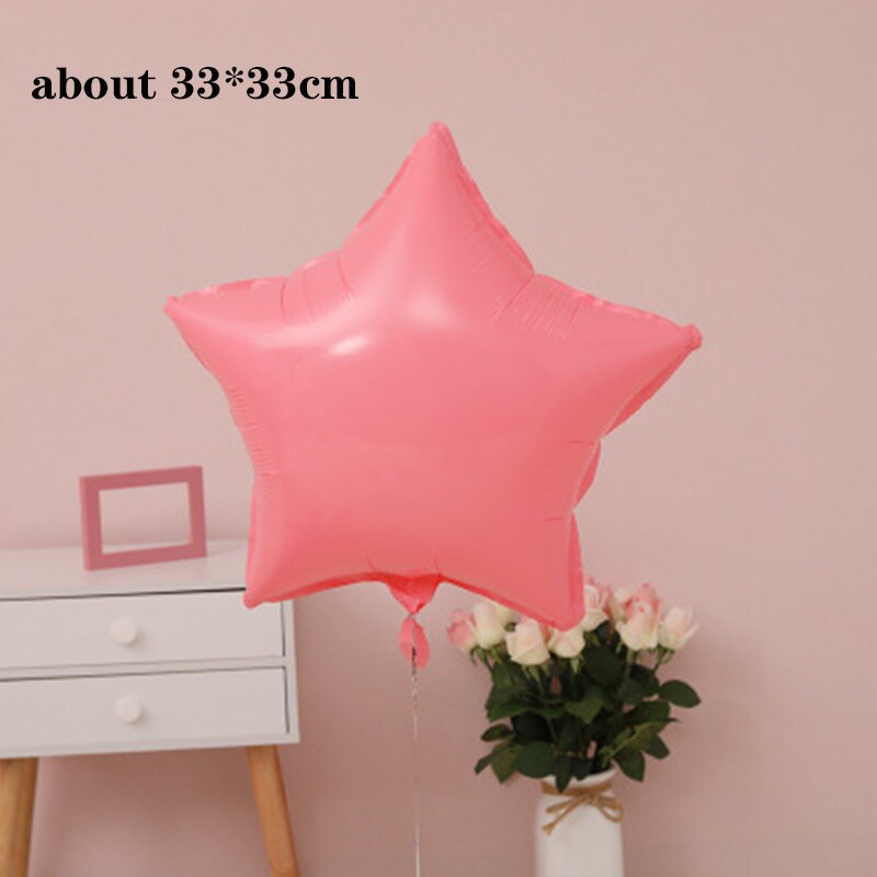 Globo de película de aluminio en forma de corazón, película de aluminio pentagrama, Globos de helio, decoración para , suministros de decoración, navidad: A-pink
