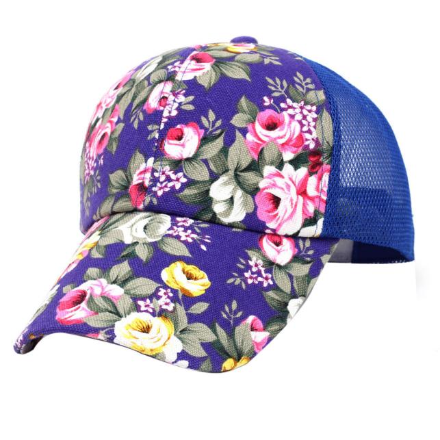 Hat Summer Women Sunhat Embroidery Cotton Baseball Hat Cap Boys Girls Snapback Hip Hop Flat Hats For Women: Blue