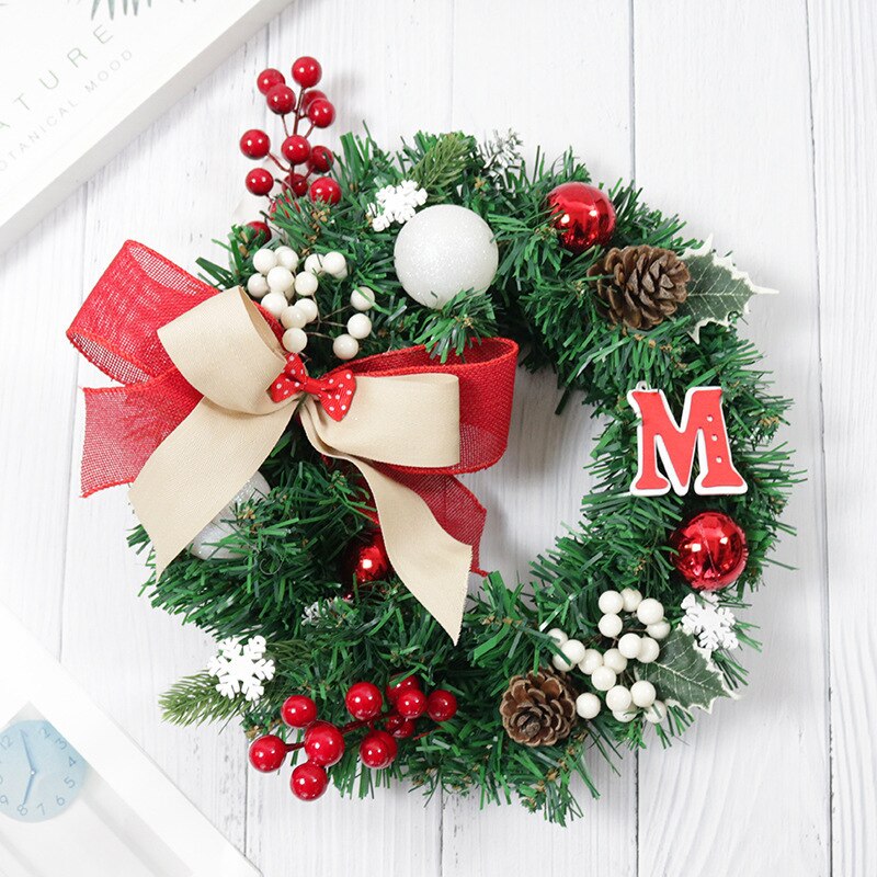 Christmas Decoration Rattan Wreath Metal Circle Wreath Floral Decoration Circle Furnishing for Home Hanging Artificial Flower: C