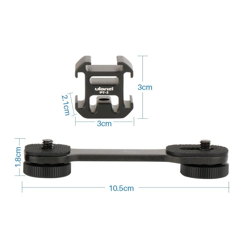 UURig Triple Cold Shoe Mounts Plate for DJI OSMO Mobile 2 Zhiyun Smooth 4 Microphone Extension Holder Hand Grip Bracket Stand