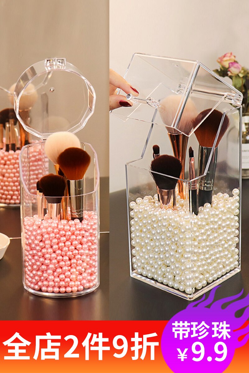 Caja de almacenamiento de acrílico para cosméticos, organizador pequeño de lápiz labial de maquillaje, almacenamiento de artículos de plástico, tocador, portalápices, HX50ST