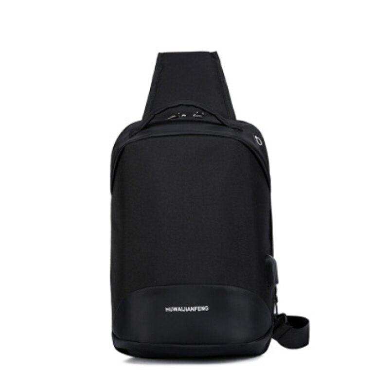 Mode tas outdoor leisure tas USB opladen borst tas schooltas sling bag schoudertas: Black