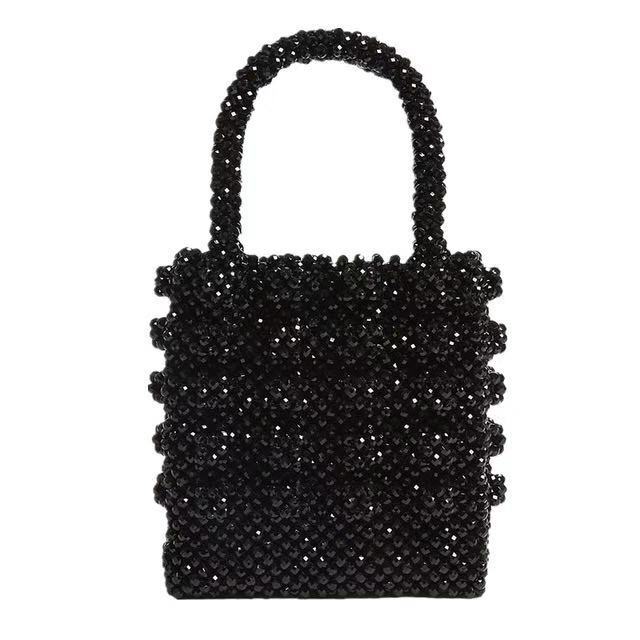 Vrouwen Parel Kralen Draagtas Acryl Clear Box Handtas Voor Vrouwen Party Vintage Kleine Avondtassen Luxe Strand sac: Black