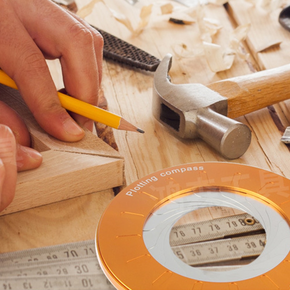 Round Stainless Steel Compas Circle Drawing Tool Plotting Compass Round Measurements Tools For Woodworking Drawing Ruler