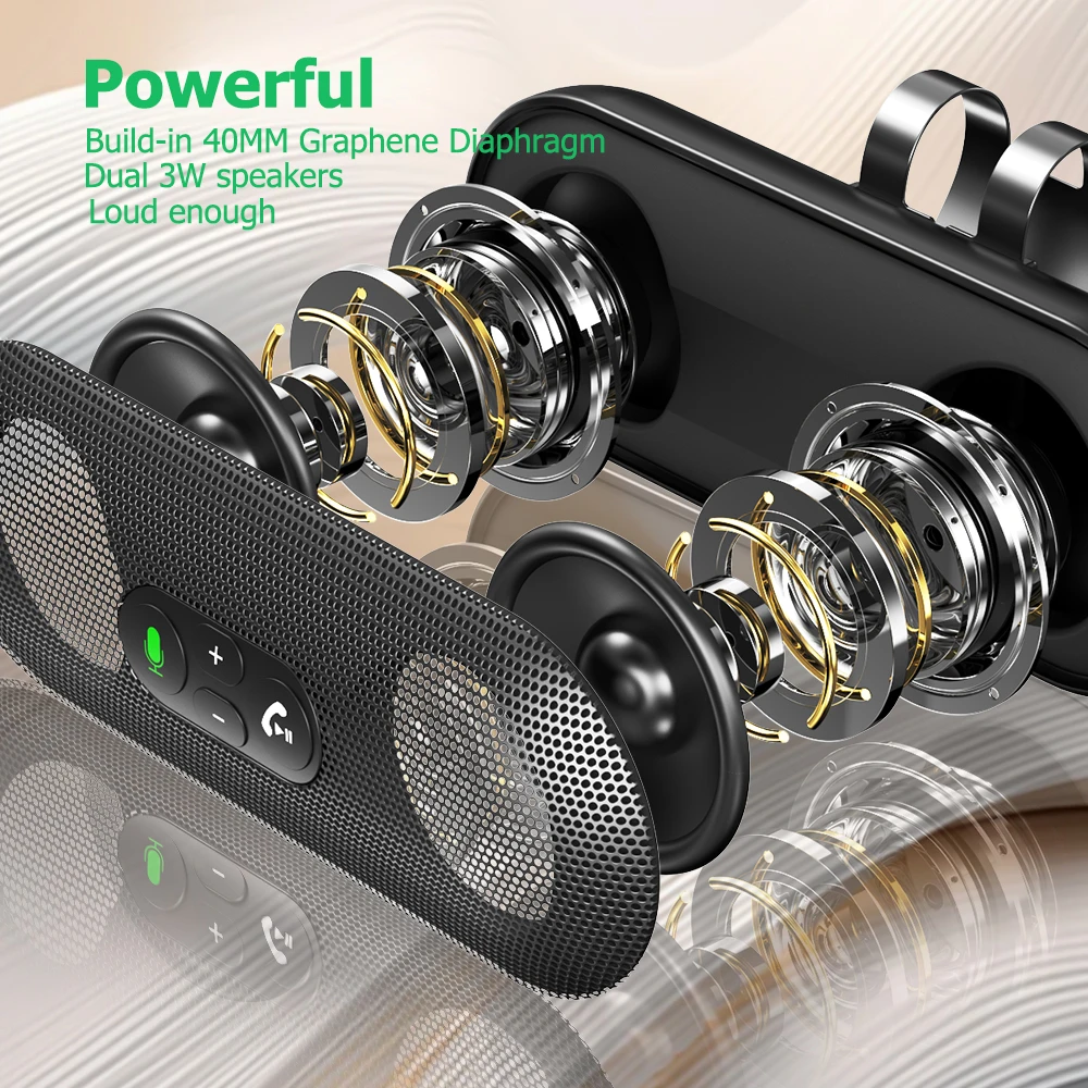 Bluetooth 5.4 bilsats handsfree dubbla 3w högtalartelefoner solskyddshögtalare  mp3 spelare trådlös musikmottagare med röstassistent