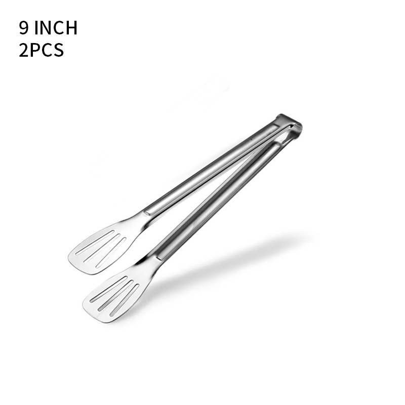 Stainless Steel Food Tongs Kitchen Utensils Buffet Cooking Tool Anti Heat Bread Clip Pastry Clamp Barbecue Kitchen Steel: 9inch 2pcs