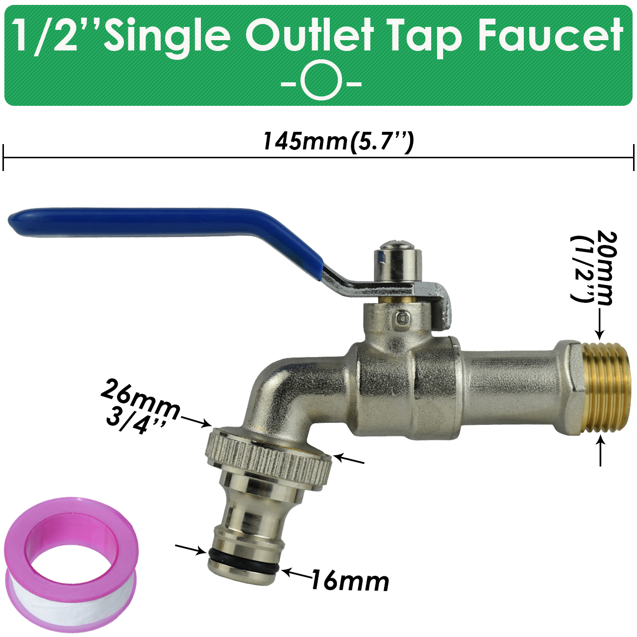 IBC Brass Tap Adapter Replacement S60 Water Tank 1/2'' Coupling Connecter Coarse Thread Garden Home Repair Valve Fitting Faucet: Pink