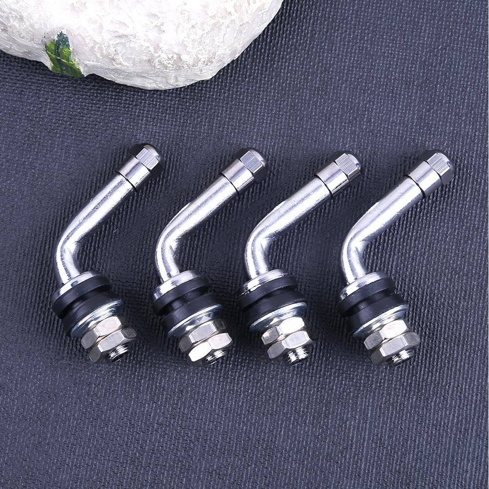 4pcs 90 Degrees Angle Bolt In Tubeless Chrome Plated Metal Tire Valve Stems MGO3