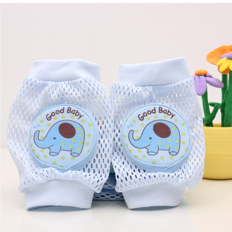 Baby Knee Pads Cartoon Baby Safety Crawling Elbow Cushion Toddlers Knee Pads Protective Gear: Blue-Elephants